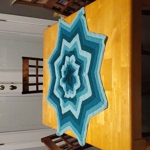 Crochet Star Throw  Shades of Blue Green Teal